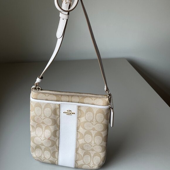 COACH PVC Leather North South Crossbody Stripe Swingpack Messenger Bag F52856 - Picture 1 of 14